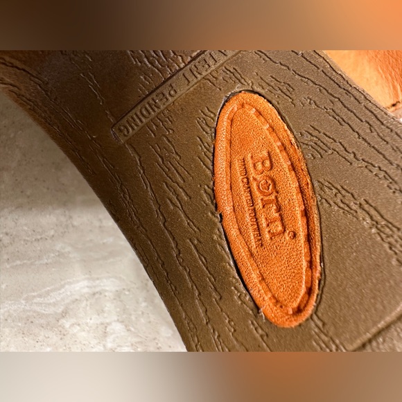 Born  Orange Comfort Sandals Wedge Buckle Leather Slip-On Style Size 6 - Picture 7 of 7